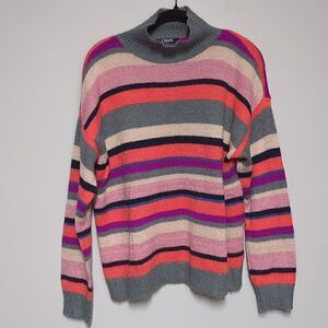 Chaps Mock Neck Striped Sweater